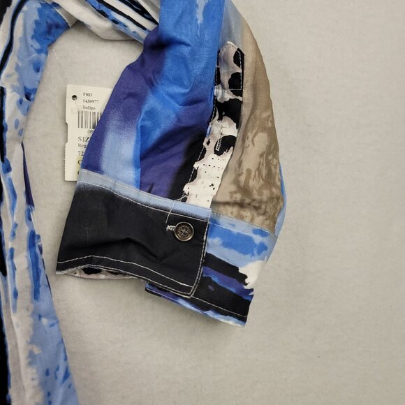 FDJ French Dressing Jeans Womens Button-Up Shirt Size 6 Blue Beige Abstract - Picture 5 of 16